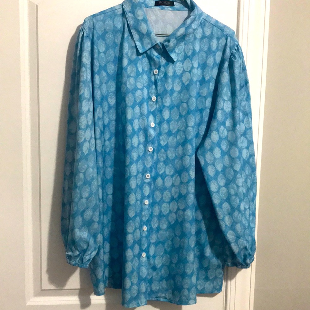 Basics size 5XL turquoise blouse NWOT
